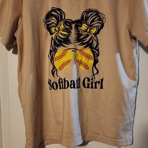 Youth Tan Softball Girl Graphic Tee
